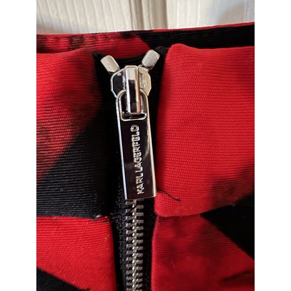 Karl Lagerfeld Paris Multi Color Black And Red Full Skirt Waist Size 28 In - Picture 3 of 6